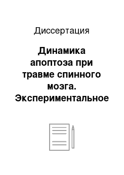 Диссертация: Динамика апоптоза при травме спинного мозга. Экспериментальное и клиническое исследование