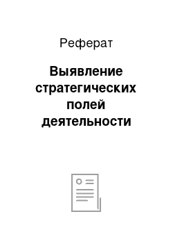 Реферат: Выявление стратегических полей деятельности