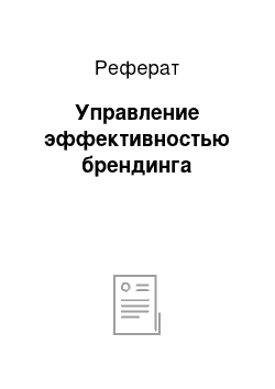 Реферат: Управление эффективностью брендинга