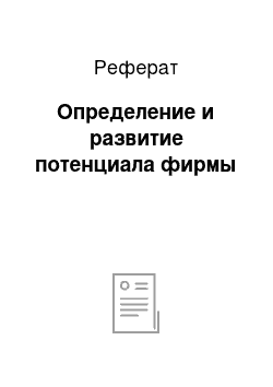 Реферат: Определение и развитие потенциала фирмы