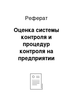 Реферат: Оценка системы контроля и процедур контроля на предприятии