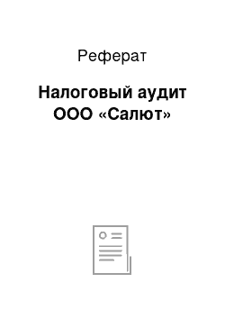 Реферат: Налоговый аудит ООО «Салют»