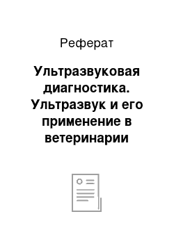 Реферат: Ультразвуковая диагностика. Ультразвук и его применение в ветеринарии