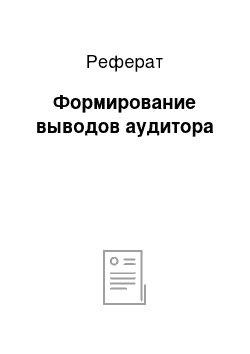 Реферат: Формирование выводов аудитора