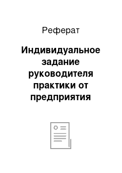 Реферат: Индивидуальное задание руководителя практики от предприятия