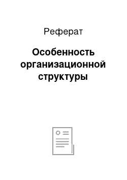 Реферат: Особенность организационной структуры