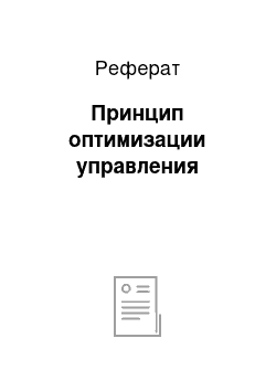 Реферат: Принцип оптимизации управления