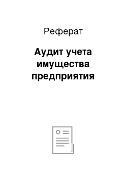 Реферат: Аудит учета имущества предприятия