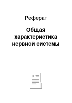 Реферат: Общая характеристика нервной системы