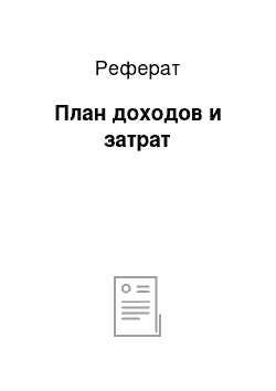 Реферат: План доходов и затрат