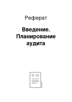 Реферат: Введение. Планирование аудита