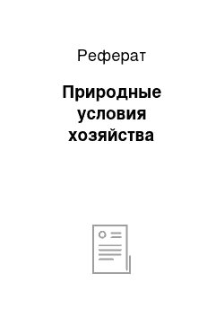 Реферат: Природные условия хозяйства