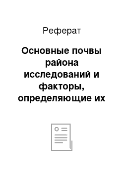 Реферат: Основные почвы района исследований и факторы, определяющие их формирование