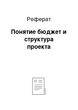 Реферат: Понятие бюджет и структура проекта