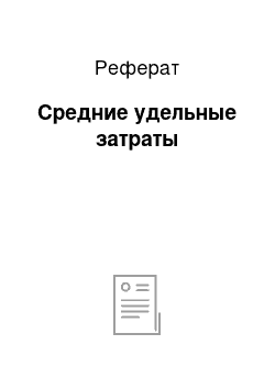 Реферат: Средние удельные затраты