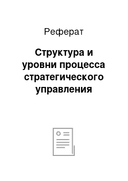 Реферат: Структура и уровни процесса стратегического управления