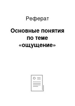 Реферат: Основные понятия по теме «ощущение»