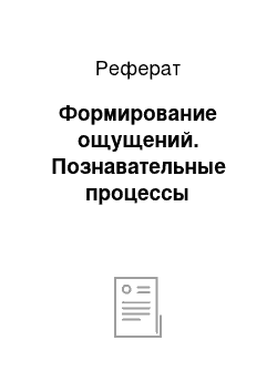 Реферат: Формирование ощущений. Познавательные процессы