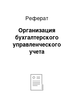 Реферат: Организация бухгалтерского управленческого учета