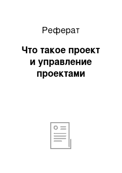 Реферат: Что такое проект и управление проектами