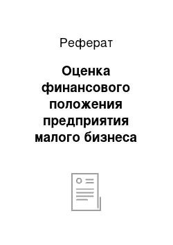 Реферат: Оценка финансового положения предприятия малого бизнеса