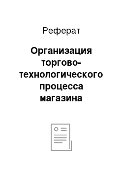 Реферат: Организация торгово-технологического процесса магазина