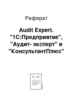 Реферат: Audit Expert. "1С:Предприятие", "Аудит-эксперт" и "КонсультантПлюс"