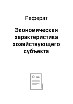 Реферат: Экономическая характеристика хозяйствующего субъекта