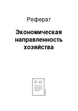 Реферат: Экономическая направленность хозяйства