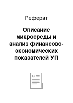 Реферат: Описание микросреды и анализ финансово-экономических показателей УП «Служба энергетика»