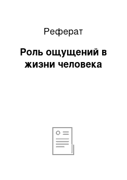 Реферат: Роль ощущений в жизни человека