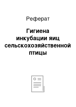 Реферат: Гигиена инкубации яиц сельскохозяйственной птицы