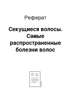 Реферат: Секущиеся волосы. Самые распространенные болезни волос