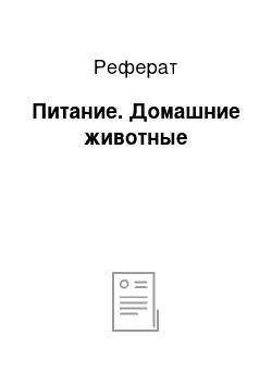 Реферат: Питание. Домашние животные