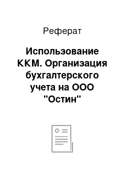 Реферат: Использование ККМ. Организация бухгалтерского учета на ООО "Остин"