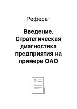 Реферат: Введение. Стратегическая диагностика предприятия на примере ОАО "Магнитогорский металлургический комбинат"