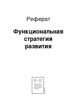 Реферат: Функциональная стратегия развития