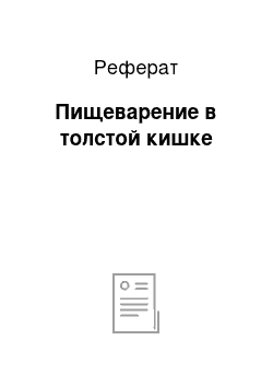 Реферат: Пищеварение в толстой кишке