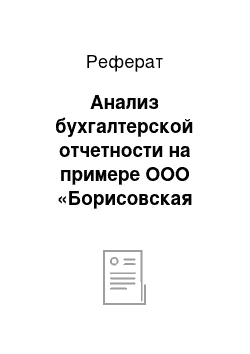 Реферат: Анализ бухгалтерской отчетности на примере ООО «Борисовская зерновая компания»