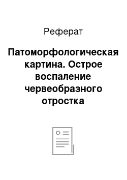 Реферат: Патоморфологическая картина. Острое воспаление червеобразного отростка