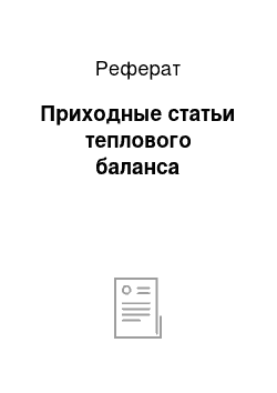 Реферат: Приходные статьи теплового баланса