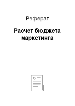 Реферат: Расчет бюджета маркетинга