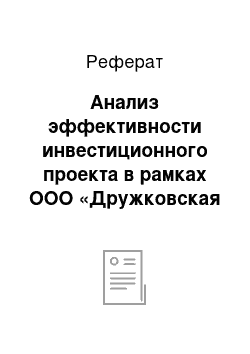 Реферат: Анализ эффективности инвестиционного проекта в рамках ООО «Дружковская пищевкусовая фабрика»