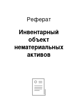 Реферат: Инвентарный объект нематериальных активов