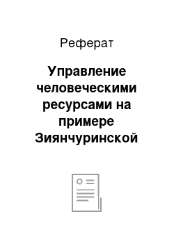 Реферат: Управление человеческими ресурсами на примере Зиянчуринской СОШ