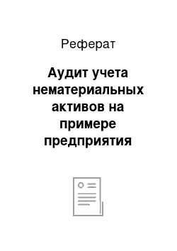 Реферат: Аудит учета нематериальных активов на примере предприятия