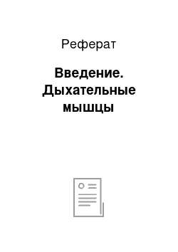 Реферат: Введение. Дыхательные мышцы