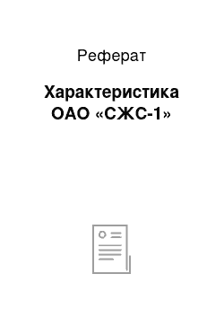 Реферат: Характеристика ОАО «СЖС-1»