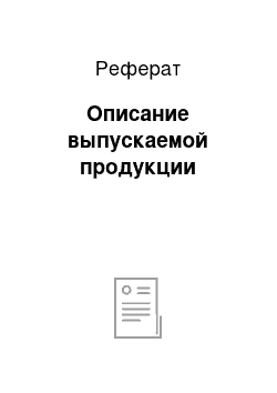 Реферат: Описание выпускаемой продукции