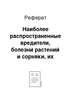 Реферат: Наиболее распространенные вредители, болезни растений и сорняки, их естественные враги на культуре